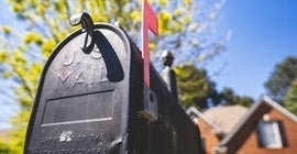 Mailbox with red flag up